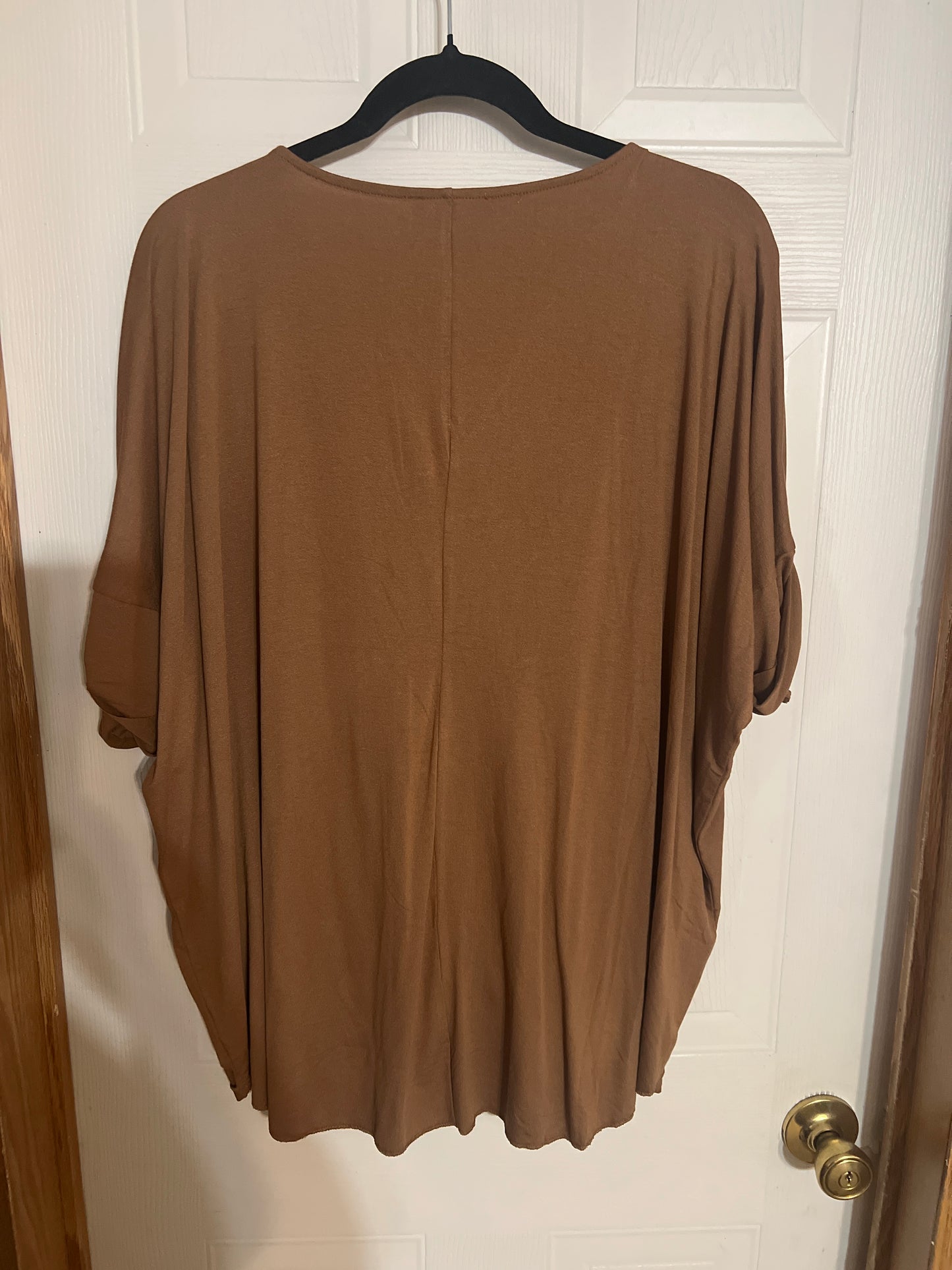 Zenana Brown Short Sleeve Top 2x