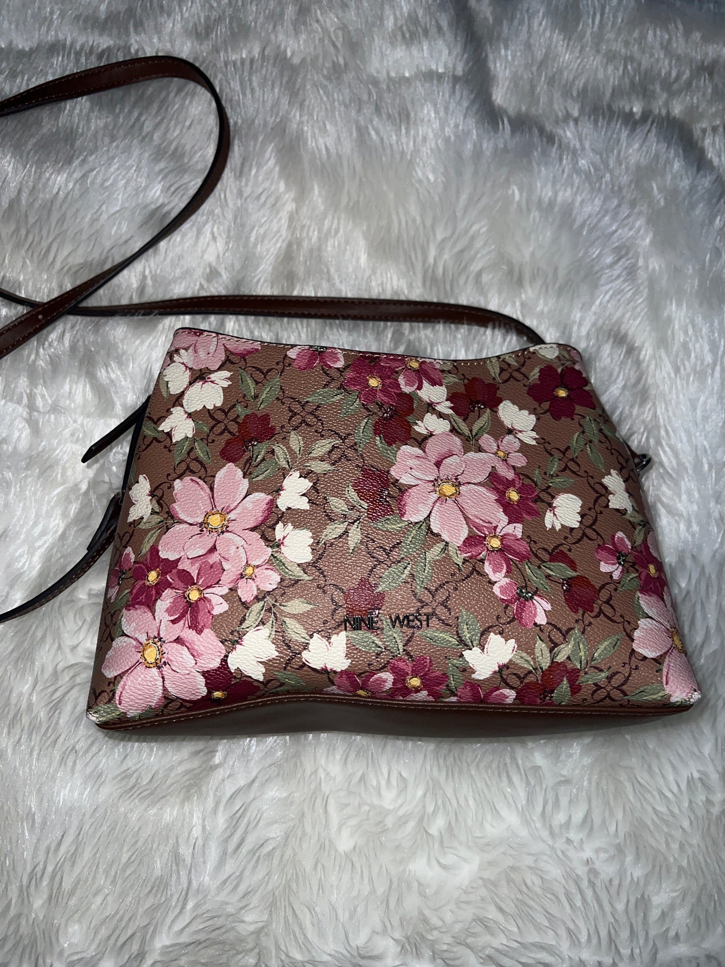 Nine West Brown Floral Crossbody