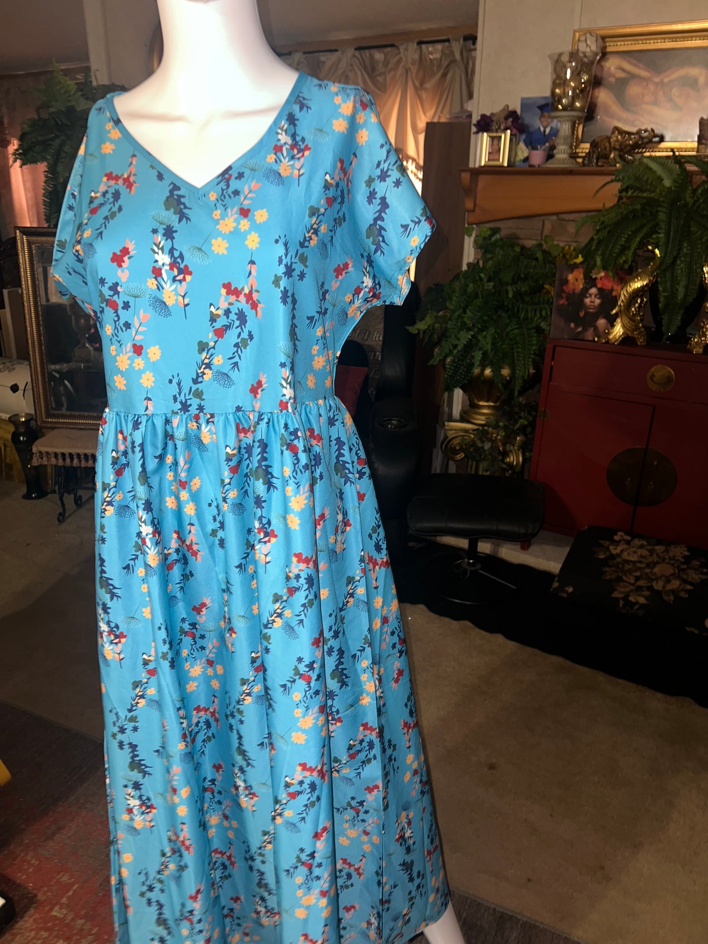 Blue Floral Dress Size Medium