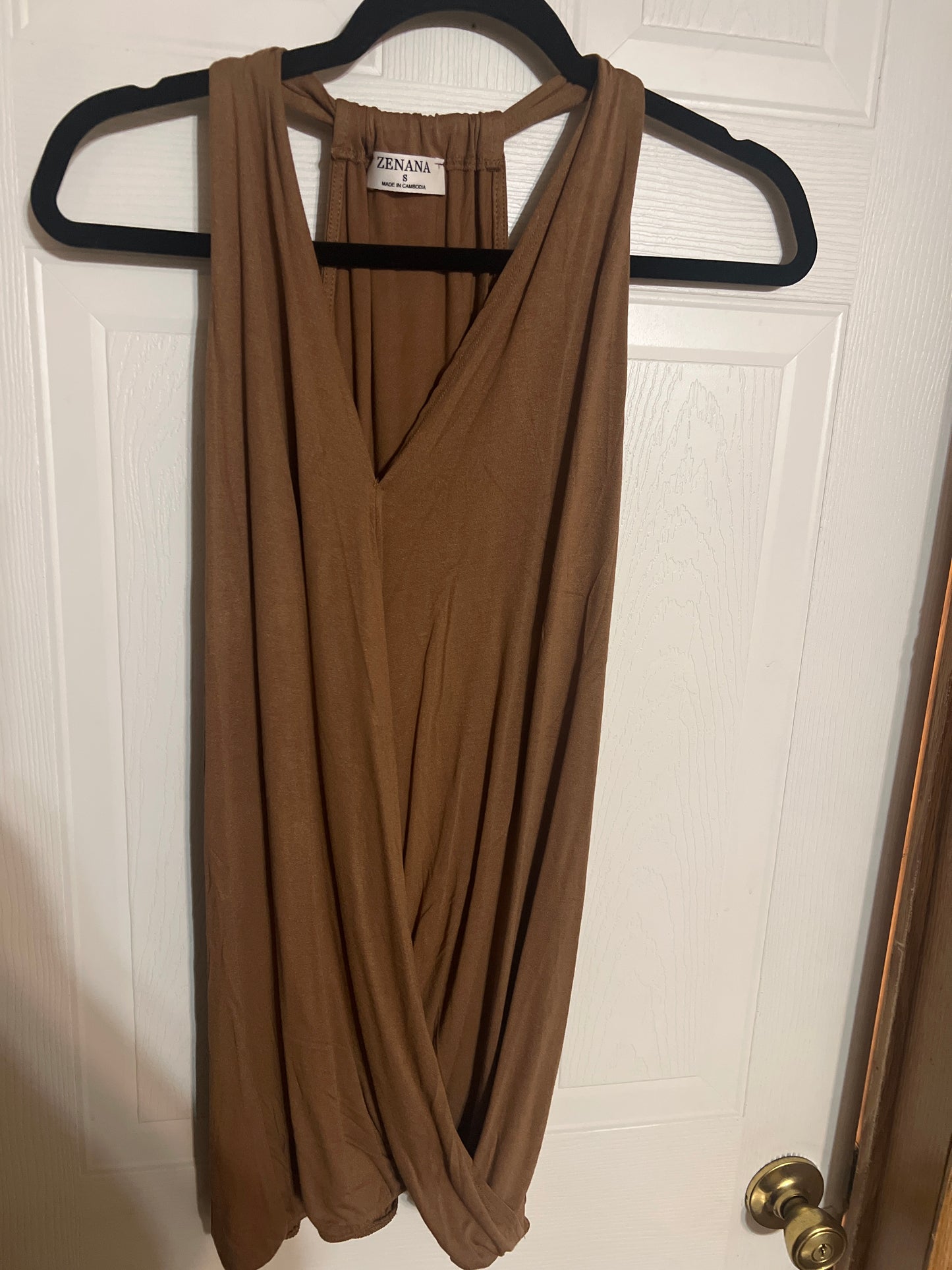 Zenana Brown Sleeveless Top Small
