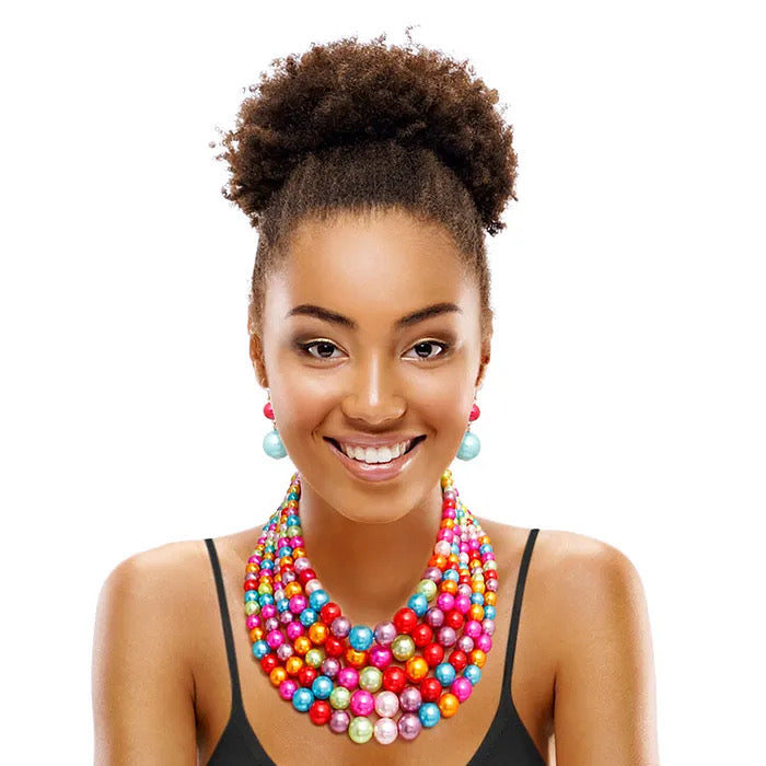 Rainbow Pearl Necklace Set