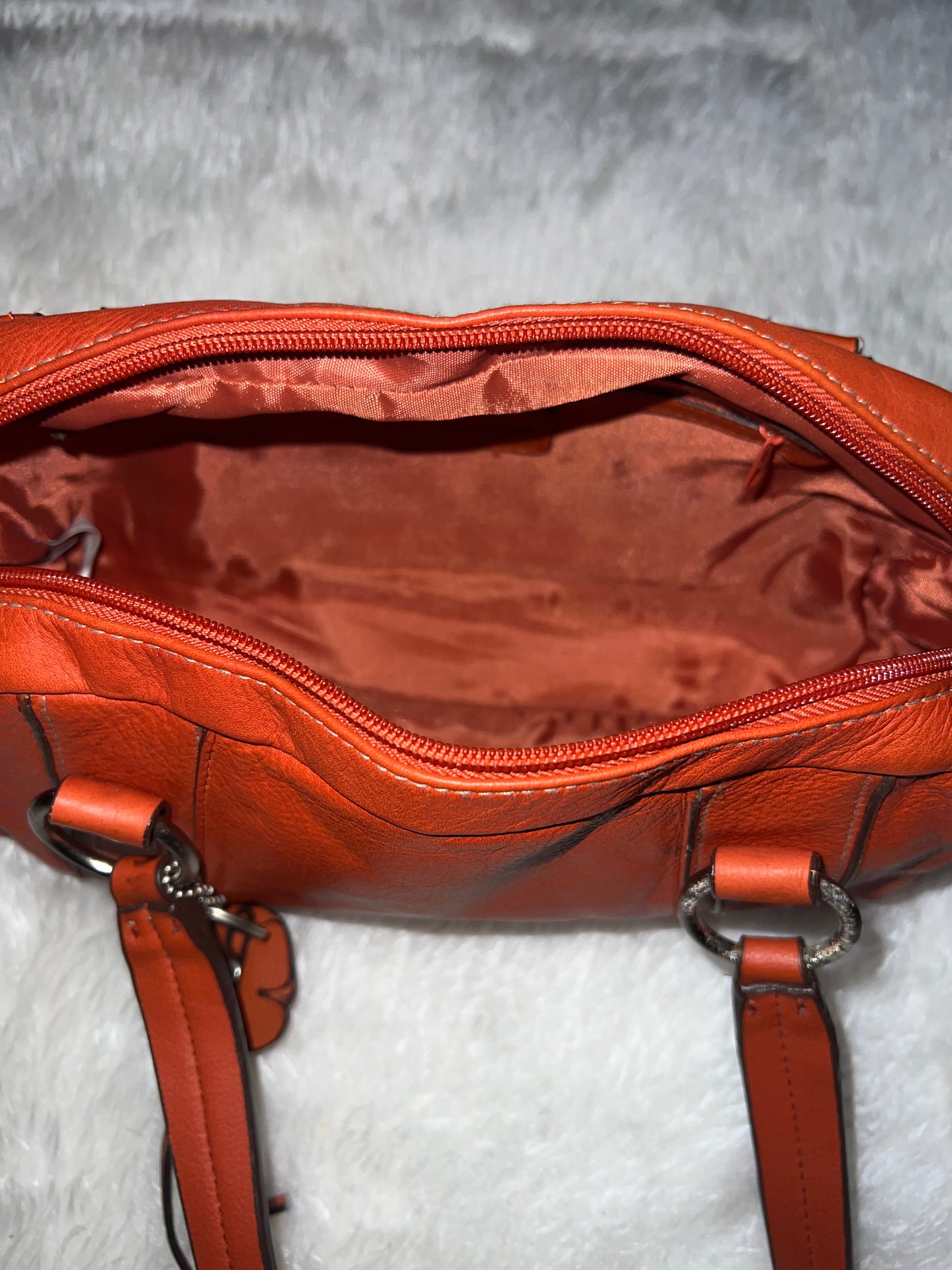 Orange Leather Double Handle Tote