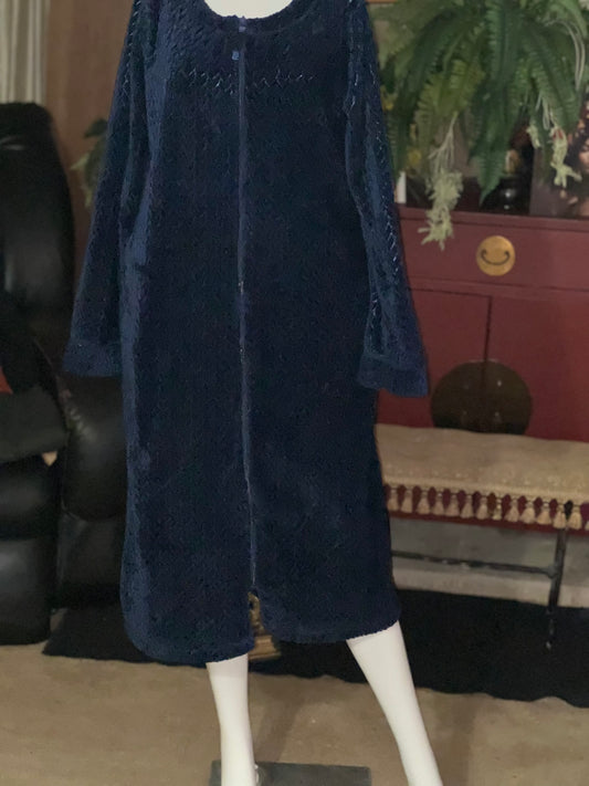 Kim Rogers Blue Front Zip Robe Size Medium