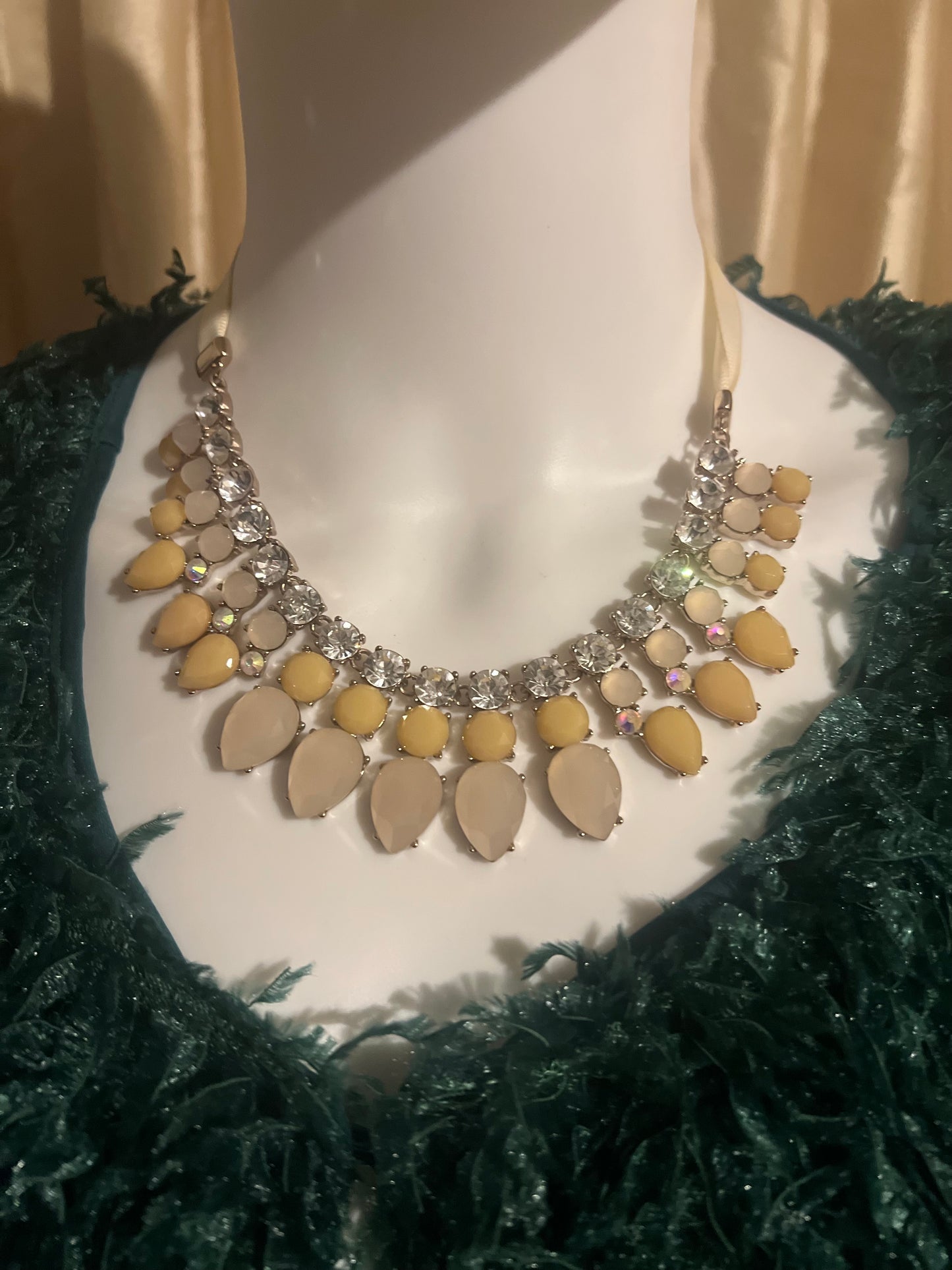 Vanilla Bling Ribbon Necklace