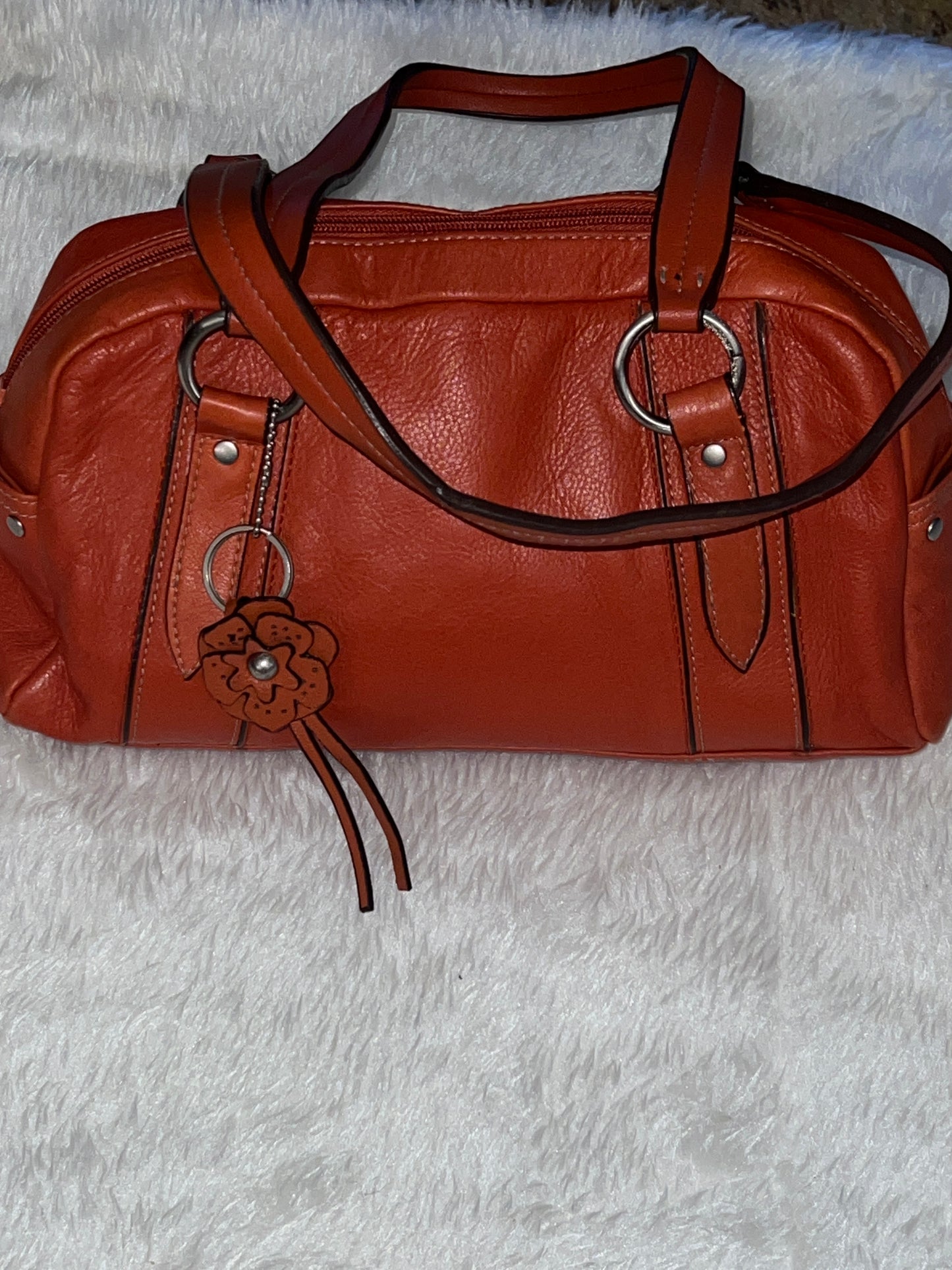 Worthington Orange Leather Tote Purse