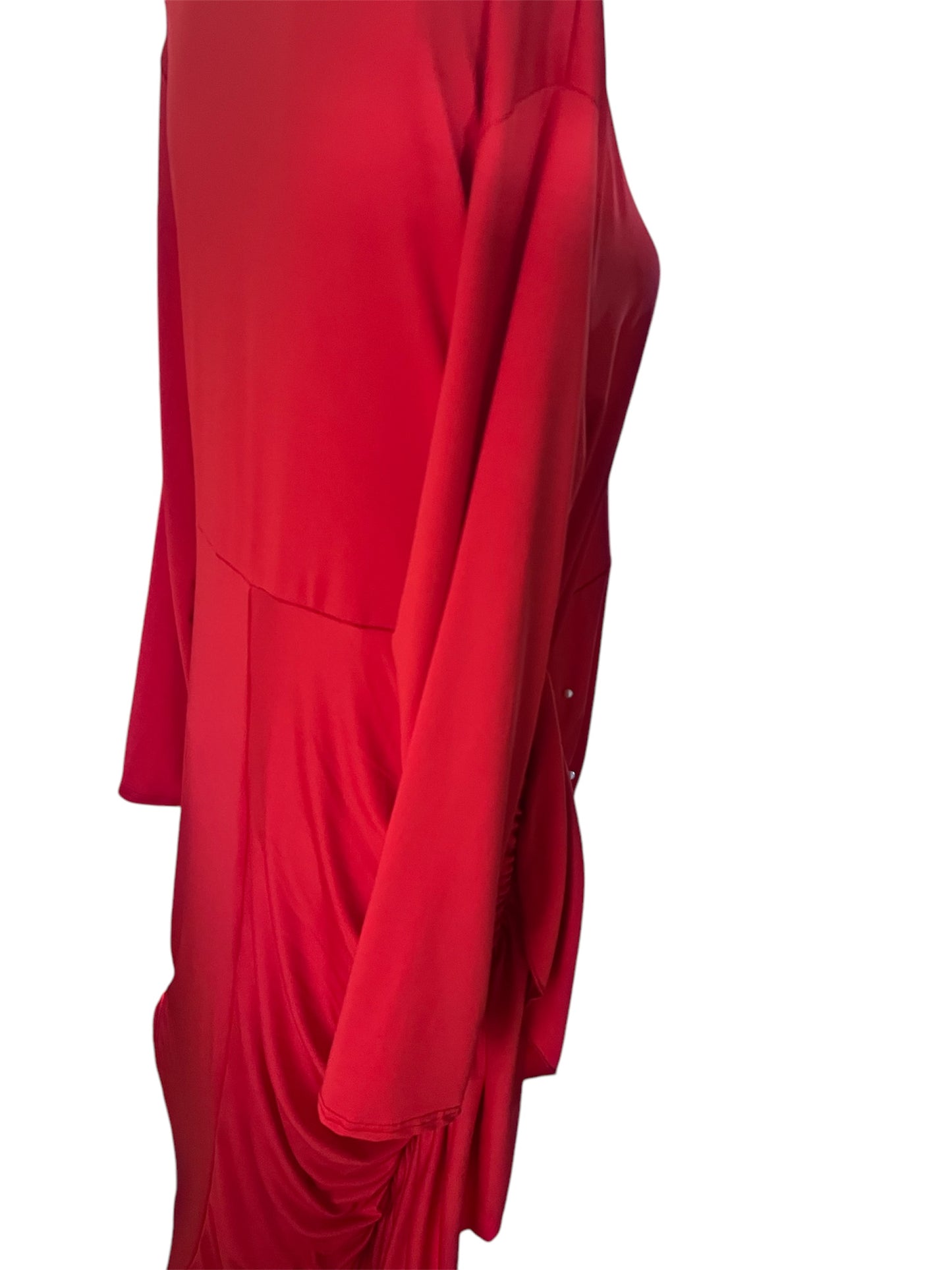 Red & Pearl Side Ruffle Dress Size 1XL