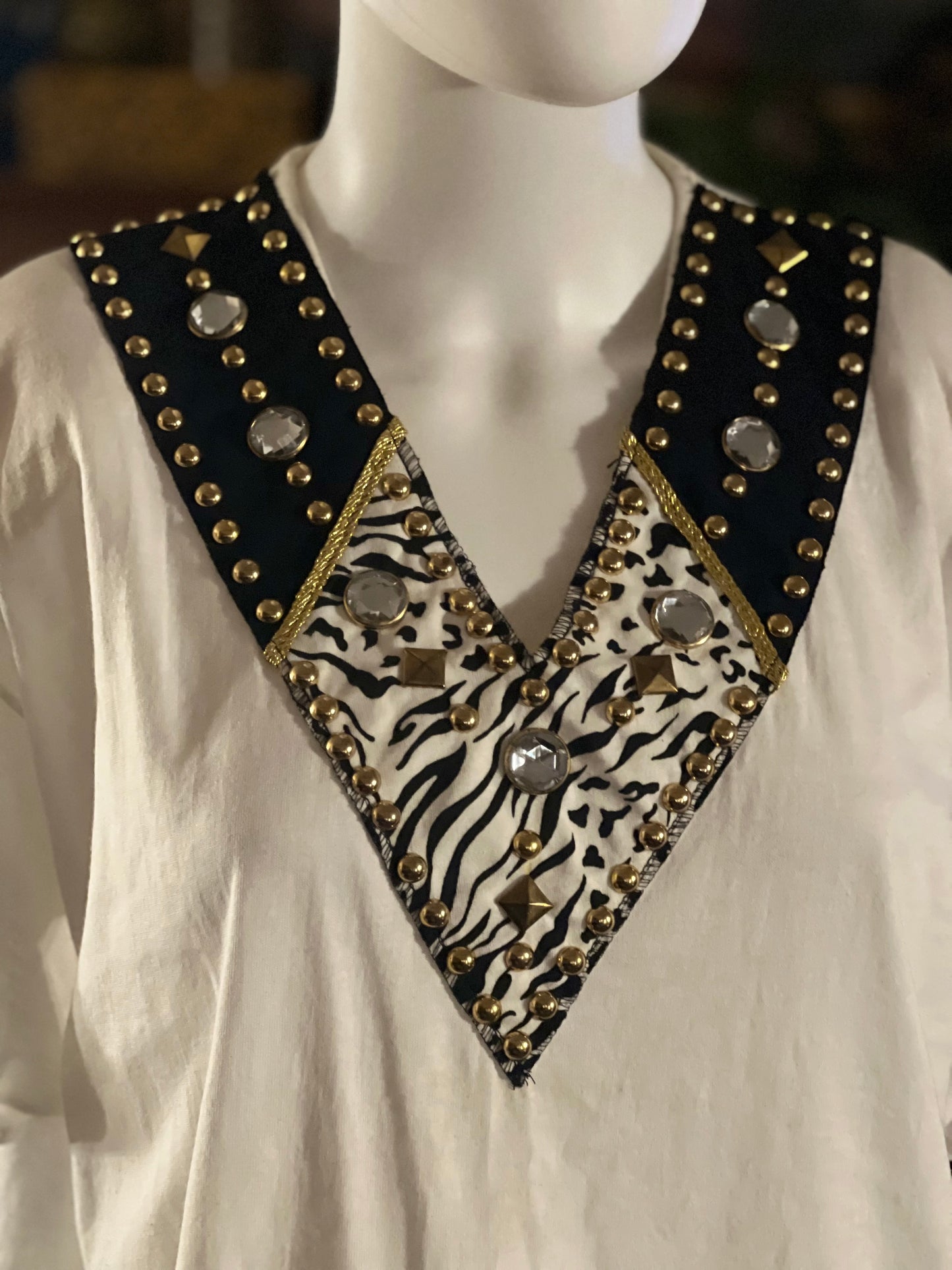 Vintage Gepetto Embellished Zebra Top Size Large
