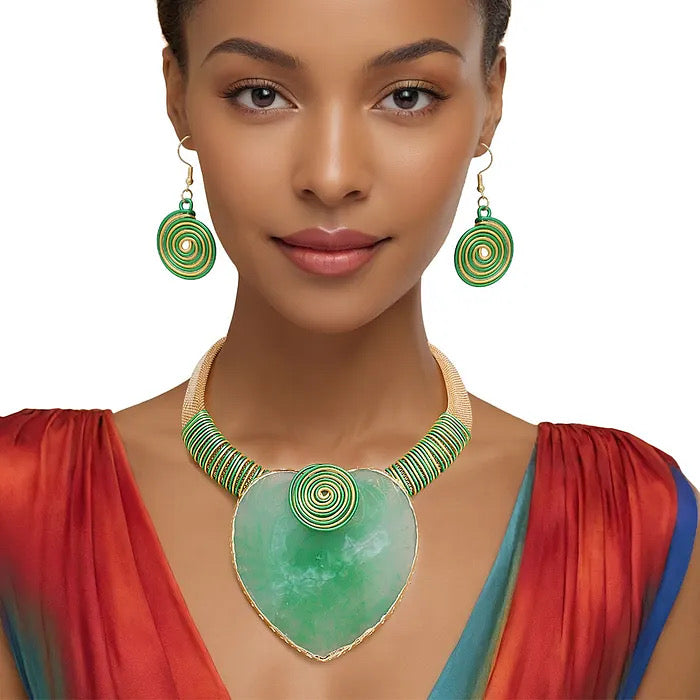 Green & Gold Necklace Set