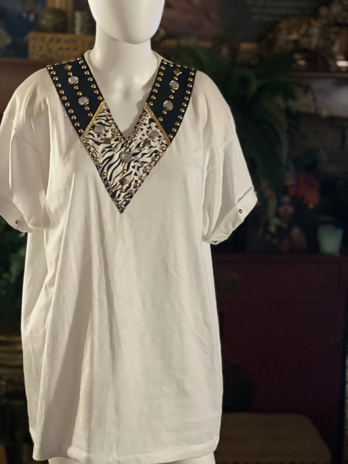 Vintage Gepetto Embellished Zebra Top Size Large