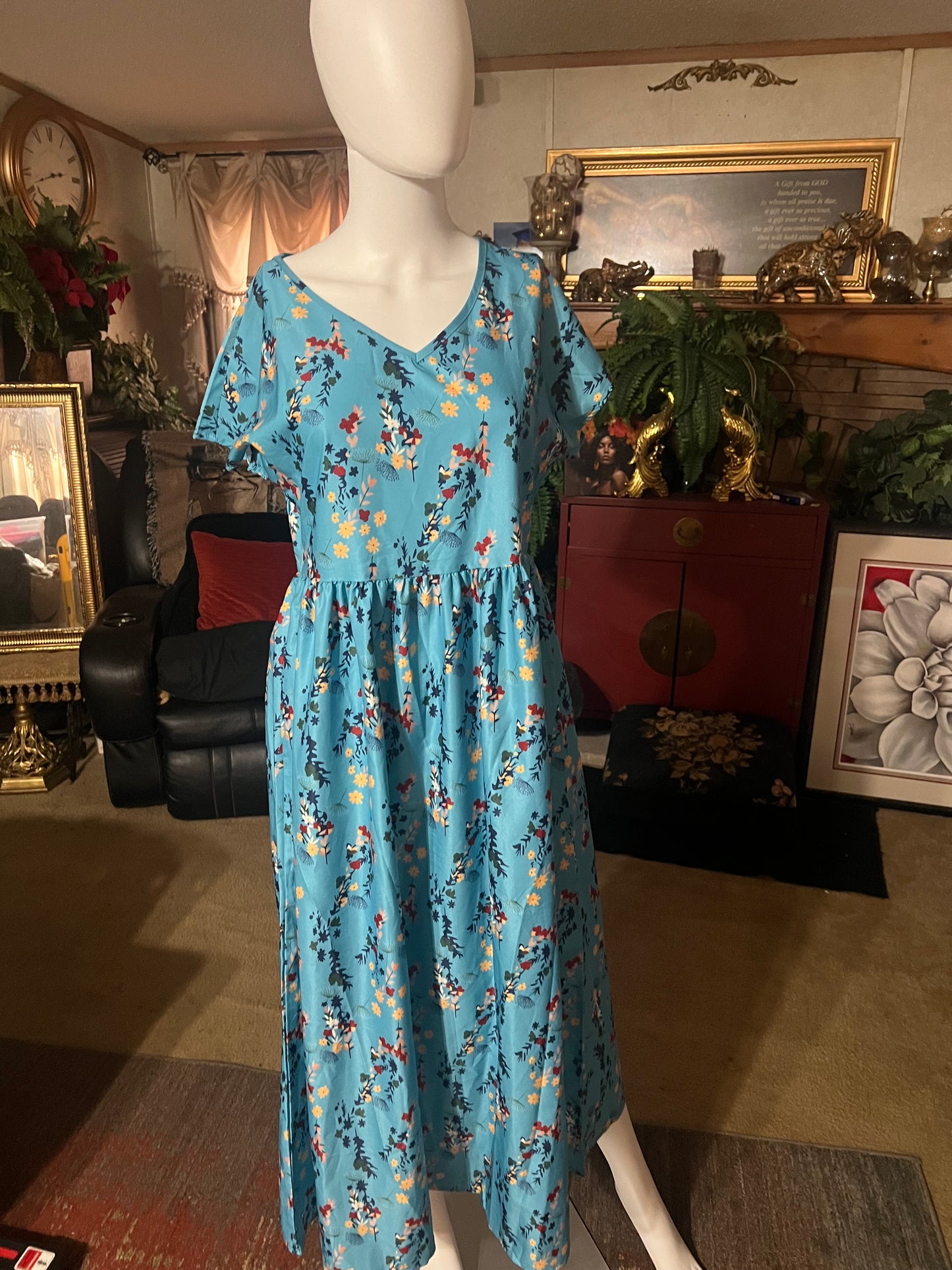 Blue Floral Dress Size Medium
