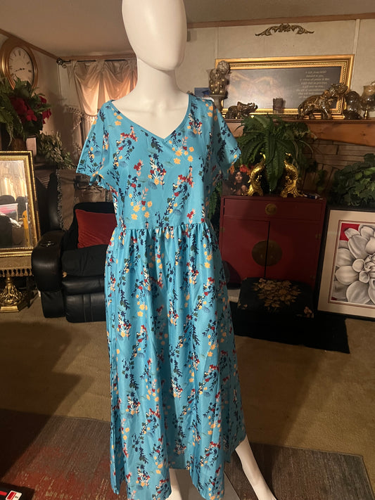 Blue Floral Dress Size Medium
