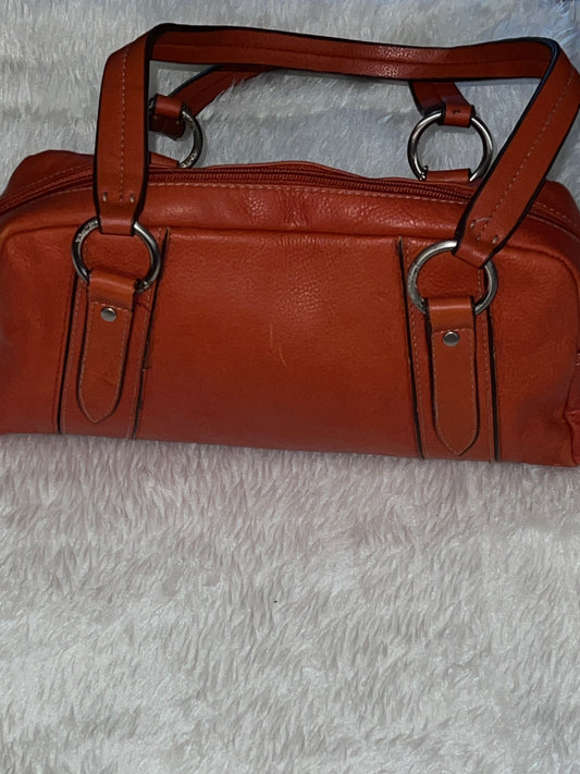 Orange Leather Double Handle Tote