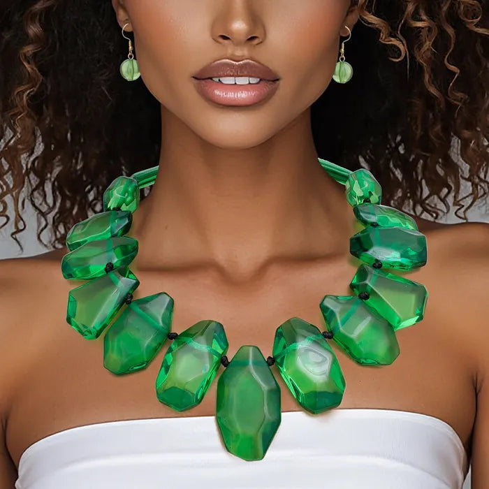 Green Chunky Necklace Set