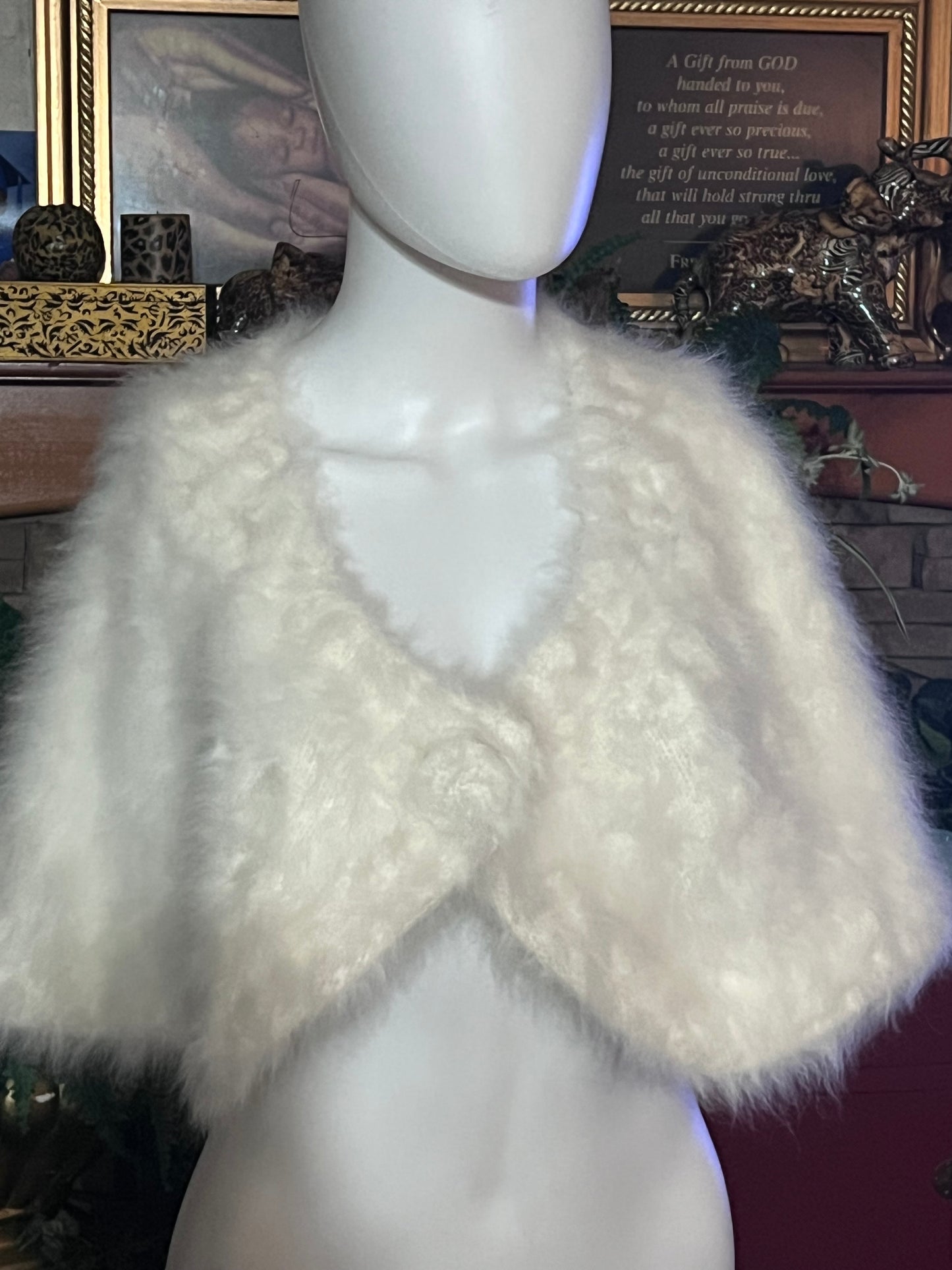 Faux Fur Cream Shrug
