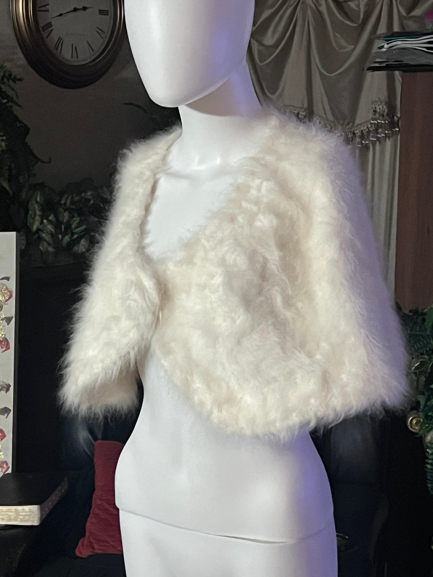 Faux Fur Cream Shrug