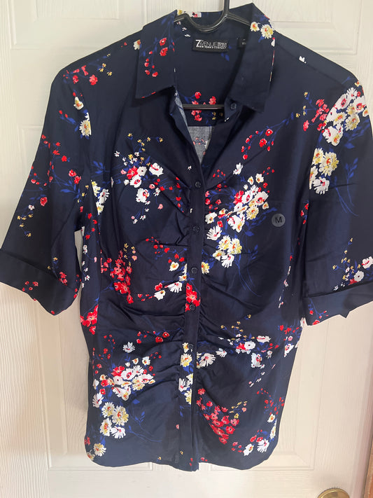 7th Avenue Blue Floral Top Medium