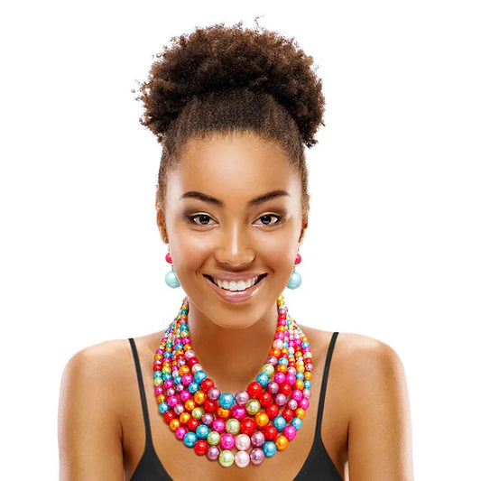 Rainbow Pearl Necklace Set