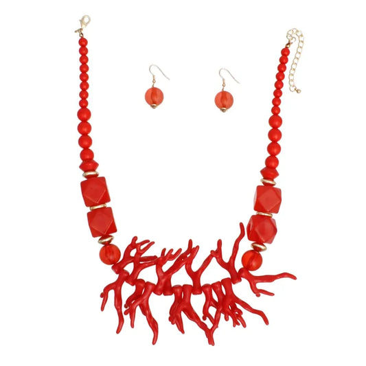 Red Coral Necklace Set