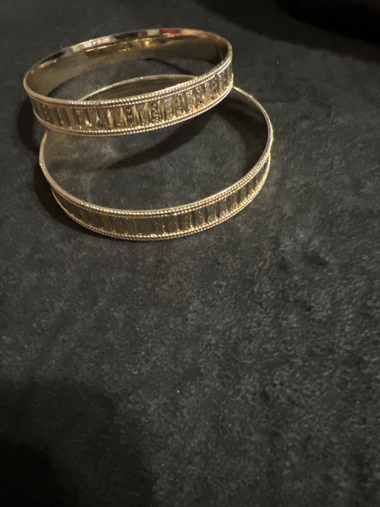 Gold Filled Bangle 2 Piece Set Size 5 inch Wrist