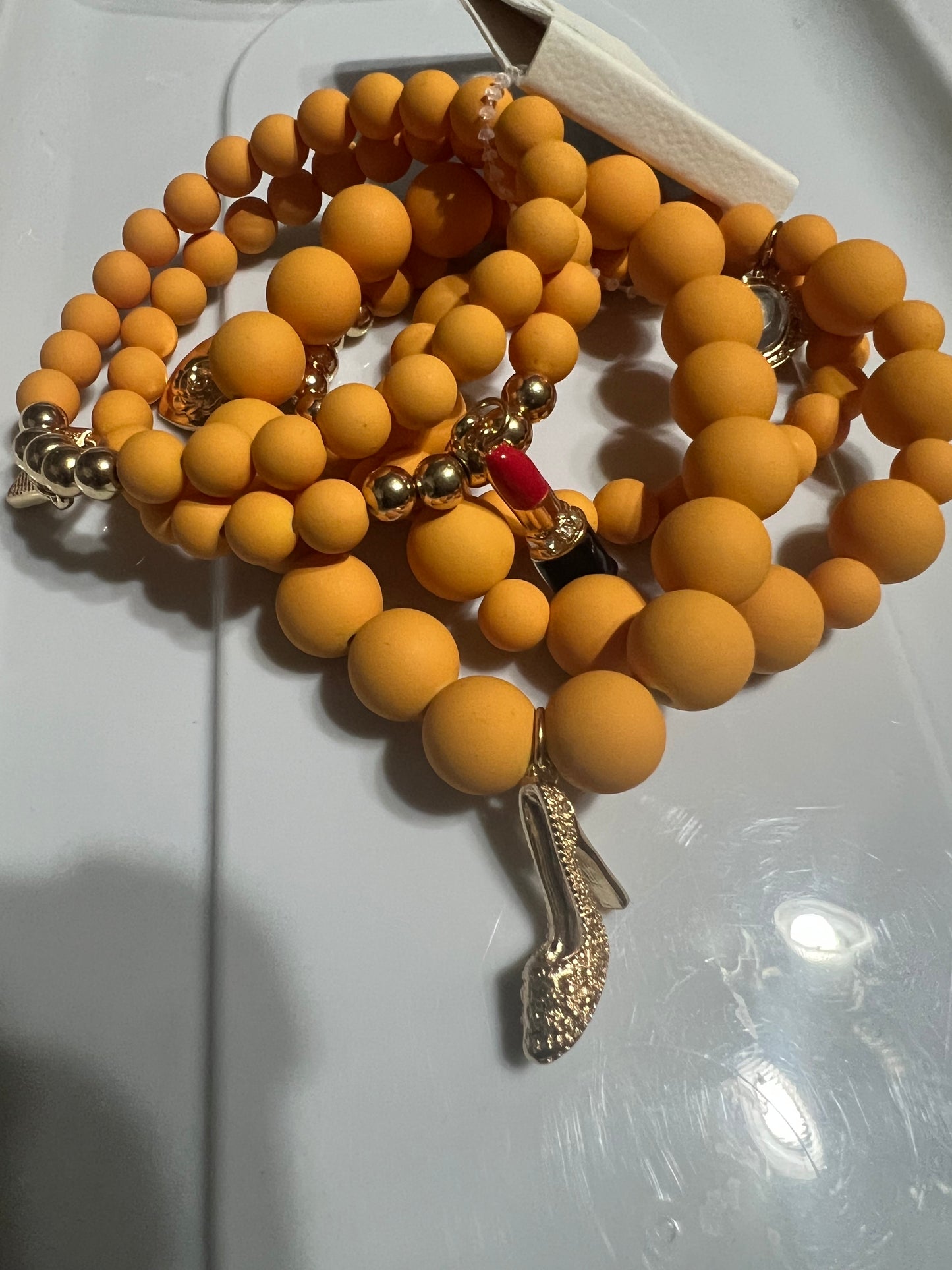 Yellow 5 Piece Stretch Charm Bracelets