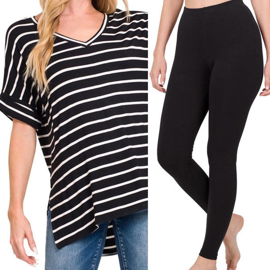Zenana Black n White Top 1x