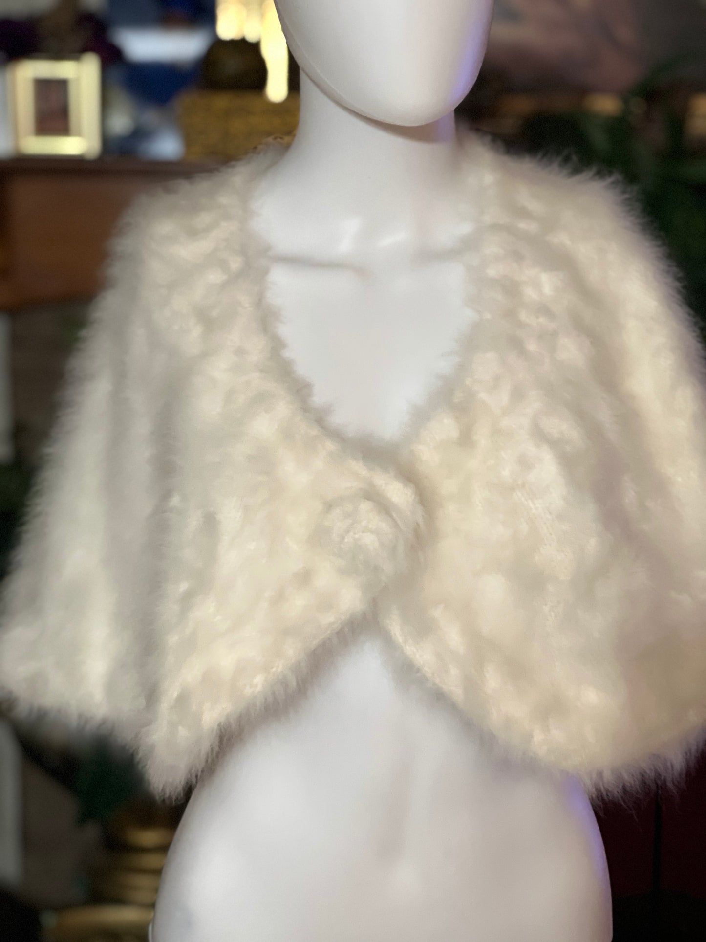 Faux Fur Cream Shrug